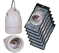 ISOLATECH 6pcs Douille E27 En Céramique À Suspendre Max.250V/4A | Avec Œillet Métallique, Pour LED Et Lampes Éco, Pour Ampoules, Salle De Bains, Résistante À La Chaleur