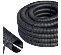 ISOLATECH Tube annelé Fendu DI Ø29mm DE Ø34,5mm x 10m PP Noir