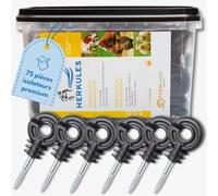 Isolateur annulaire Farmland Herkules - Isolateurs de clôture de qualité supérieure en plastique robuste pour torons et cordes - Isolateurs annulaires à visser pour clôture de pâturage