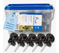Isolateur annulaire Farmland Herkules - Isolateurs de clôture de qualité supérieure en plastique robuste pour torons et cordes - Isolateurs annulaires à visser pour clôture de pâturage