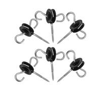 Isolateur de Crochet de Clôture Électrique 6 Pièces à Double | Acier Galvanisé et PP, Maintien Conductivité, Pose Simple, pour Fils et Poignées de Porte, Noir