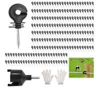 Isolateurs Annulaires pour Clôture de Pâturage 200 Pièces, Isolateurs pour Clôture de Pâturage Set avec 1 Pcs Isolator Socket Tool pour Clôture Électrique, Fil, Corde & Ruban Jusqu'à 12 mm