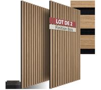 Isolation acoustique - TECTAKE - Lot de 2 panneaux acoustiques SONIC WALL II aspect bois 110 x 50 x 1,8 cm - Marron chêne