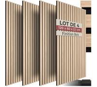 Isolation acoustique - TECTAKE - Lot de 4 panneaux acoustiques SONIC WALL aspect bois 60 x 120 x 2,1 cm - Chêne clair