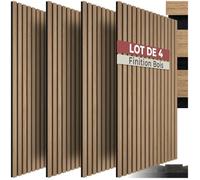 Isolation acoustique - TECTAKE - Lot de 4 panneaux acoustiques SONIC WALL II aspect bois 110 x 50 x 1,8 cm - Marron chêne