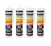 Isolbau Fix-Power Lot de 4 tubes de colle de montage 480 g de polystyrène, colle forte, pour l'intérieur et l'extérieur, 200 kg/10 cm, blanche