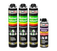 Isolbau Kit de mousse de construction - Comprend 3 x mousse de montage B2 1K avec un excellent son et une isolation thermique (750 ml chacune) et 1 nettoyant pour mousse polyuréthane (500 ml),