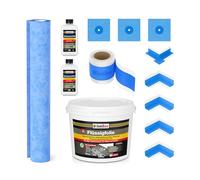 Isolbau Kit d'étanchéité - Avec 1 film liquide (12 kg), 2 apprêt PRO (1 L), 1 bande d'étanchéité (15 m), 1 bande d'étanchéité (1 m), 4 coins intérieurs, 1 coin extérieur et 3 manchettes