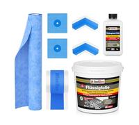 Isolbau Kit d'étanchéité avec 1 film liquide (5,5 kg), 1 fond de profondeur PRO (1 L), 1 bande d'étanchéité (5 m), 1 bande d'étanchéité (1 m), 2 coins intérieurs et 2 manchettes