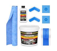 Isolbau Kit d'étanchéité avec 1 film liquide (7 kg), 1 fond de profondeur PRO (1 L), 1 bande d'étanchéité (5 m), 1 bande d'étanchéité (2 m), 2 coins intérieurs et 2 manchettes