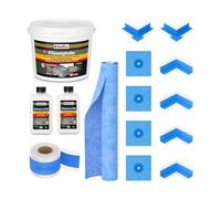 Isolbau Kit d'étanchéité - Incl. 1x film d'étanchéité liquide (12 kg), 2x fond PRO (1 L), 1x bande d'étanchéité (20 m), 1x toile d'étanchéité (2 m), 4x angles intérieurs, 2x angles extérieurs & 4x