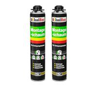 Isolbau - Lot de 2 x 750 ml de mousse polyuréthane monocomposante de construction/montage pour pistolet - Mousse de construction pour l'isolation et l'étanchéité pour l'intérieur et l'extérieur