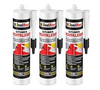 Isolbau Lot de 3 tubes de colle d'étanchéité, pour bitume, mastic pour l'installation et la réparation de bardeaux de bitume, noir, 310 ml pour chaque tube