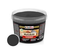 Isolbau - Mastic bois 1 kg - Spatule en bois pour bois intérieur et extérieur - Spatule de réparation de bois - Pâte de réparation de bois - Bois prêt à l’emploi - Séchage rapide - Noir (N° 23)