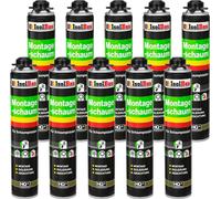 Isolbau Mousse de montage 10 x 750 ml Mousse polyuréthane 1K pistolet isolation étanchéité