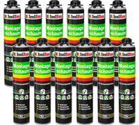 Isolbau Mousse de montage 12 x 750 ml Mousse polyuréthane 1K pistolet isolation étanchéité