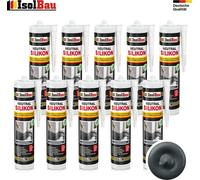 Isolbau Silicone neutre 10 x 300 ml Gris anthracite Mastic pierre naturelle granit marbre joints