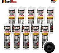 Isolbau Silicone neutre 10 x 300 ml Noir Mastic pierre naturelle granit marbre joints