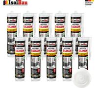 Isolbau Silicone neutre 10 x 300 ml Transparent Mastic pierre naturelle granit marbre joints