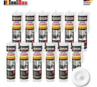 Isolbau Silicone neutre 12 x 300 ml Blanc Mastic pierre naturelle granit marbre joints