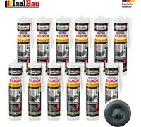 Isolbau Silicone neutre 12 x 300 ml Gris anthracite Mastic pierre naturelle granit marbre joints