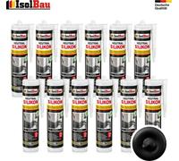 Isolbau Silicone neutre 12 x 300 ml Noir Mastic pierre naturelle granit marbre joints
