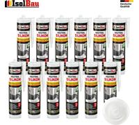 Isolbau Silicone neutre 12 x 300 ml Transparent Mastic pierre naturelle granit marbre joints
