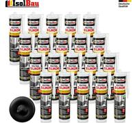 Isolbau Silicone neutre 20 x 300 ml Noir Mastic pierre naturelle granit marbre joints