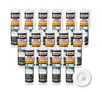Isolbau Silicone sanitaire 15 x 300 ml Blanc Mastic silicone élastique joints salle de bain cuisine