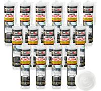 Isolbau Silicone sanitaire 15 x 300 ml Transparent Mastic silicone élastique joints salle de bain cuisine