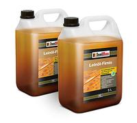 Isolbau Vernis à l’huile de lin doublement cuite 10 l - protection et entretien du bois - Couleur naturelle - Sans résine