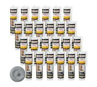 Isolbau Zement-Fix 24 x 300 ml Gris béton Express Mörtel de réparation - Mastic d'étanchéité pour les joints et fissures en intérieur et extérieur, cartouche