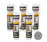 Isolbau Zement-Fix 5 x 300 ml Mastic colle express gris béton - Mastic pour joints et fissures en intérieur et extérieur, cartouche