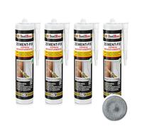 Isolbau Zement-Fix Express Lot de 4 cartouches de mortier de réparation pour joints et fissures en intérieur et extérieur Gris béton 300 ml