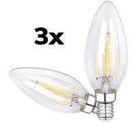 ISOLED Bougie LED E14, 4W, transparente, blanc chaud, pack de 3 - Lampes LED socle E14