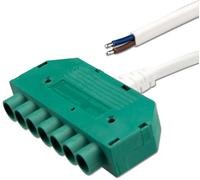 ISOLED Distributeur à 6 voies mini-prise femelle, 1 m, 2x0,75, IP54, blanc-vert, max. 48V - Accessoires divers