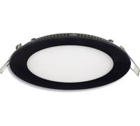 ISOLED Downlight LED, 12W, rond, ultra plat, éblouissement réduit, noir, blanc chaud, gradable - Spot de plafond