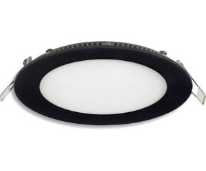 ISOLED Downlight LED, 12W, rond, ultra plat, éblouissement réduit, noir, blanc chaud, gradable - Spot de plafond