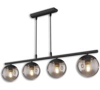 ISOLED Luminaire suspendu métal noir, ronde, verre fumé, 4xE27 douille, sans ampoules - Lampes pendulaires