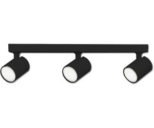ISOLED Plafonnier de 3 projecteurs LED orientable, corps noir mat, IP20, pour recevoir des sources - Lampes murales et de plafond