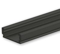 ISOLED Profilé en applique LED SURF12 FLAT aluminium noir revêtu par poudre RAL 9005, 200 cm - Profilés LED et profilés encastrés
