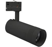 ISOLED Spot pour rail 3 allumages focalisable, 24W, 20°-55°, noir mat, 4000K - Lampes avec adaptateur triphasé 230V