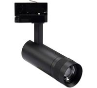 ISOLED Spot pour rail 3 allumages focalisable, 8W, 20°-55°, noir mat, 3000K - Lampes avec adaptateur triphasé 230V
