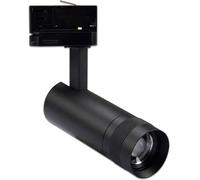 ISOLED Spot pour rail 3 allumages focalisable, 8W, 20°-55°, noir mat, 4000K - Lampes avec adaptateur triphasé 230V