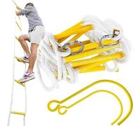 ISOP Échelle de Secours à 2 étages pour Maisons de 8 m | Échelle de Corde de Sauvetage Ignifuge avec Crochets | Échelle de Secours pour fenêtres de troisième étage | Capacité de Poids jusqu'à 700 KG