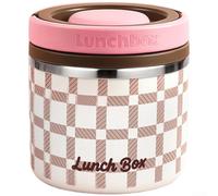 Isotherme pour boîte à déjeuner 590 ml en acier inoxydable anti-fuite avec | Pour l'isolation sous vide, garde les aliments au chaud, couvercle anti-fuite, poignée de transport intégrée, sans BPA (rose)