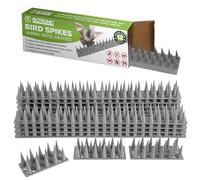 ISOTRONIC Pics Anti-Oiseaux - Répulsif Contre Les Pigeons, Chats et martres - pour clôtures, appuis de fenêtre, toits, Arbres et Jardins (5,4 m | 12 pièces | Gris)
