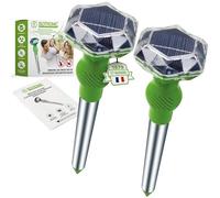 ISOTRONIC Répulsif Solaire pour Chats, Chiens, Renards et ratons laveurs - Répulsif ultrasonique pour Chats et Chiens pour Le Jardin - Répulsif avec Une portée Efficace de 40 m² (2 unités)