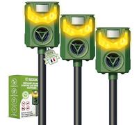 ISOTRONIC Répulsif Solaire pour ratons laveurs, Cerfs, Renards et sangliers - Répulsif pour Animaux Sauvages avec fréquence et lumière de Flamme - Dissuasion Efficace (3 pièces)