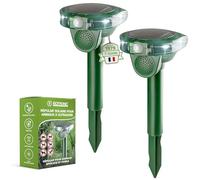 ISOTRONIC Répulsif ultrasonique pour Chats, Chiens, Renards et ratons laveurs - Répulsif Solaire pour Chats avec Piquet de Jardin - Répulsif pour Chiens avec Une portée Efficace de 40 m² (2 pièces)
